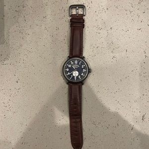 Men’s Shinola Watch, Black Face w/Dark Brown Leather Band